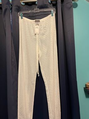 Jordan Taylor White Open-Knit Drawstring Beach cover up Pants NWT